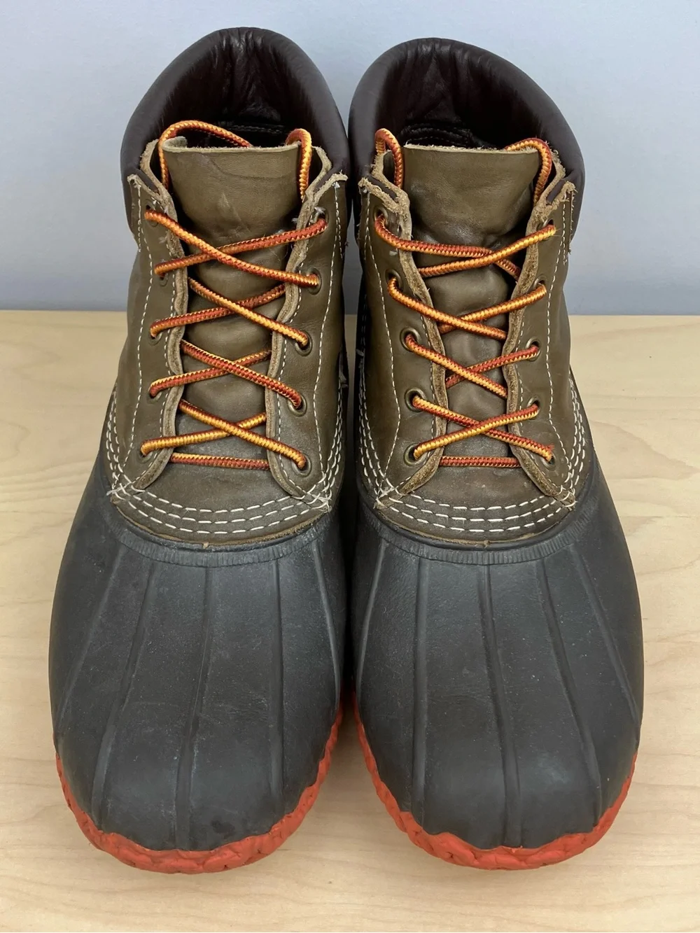 L.L. Bean Men’s Size 11.0 M Unlined 7” Duck Boots Olive Green Leather Lace Up